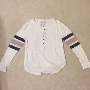 Free People Creme top long sleeve stripes